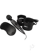 Bodywand Midnight Bed Spreader Couples Gift Set Black including massager, blindfold, and restraints.