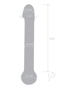 Glas Realistic Head Glass Dildo 7 Inch Clear dimensions with measurements for size reference.