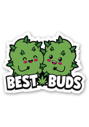 Cute Best Buds Sticker featuring two friendly green characters with cheerful expressions.