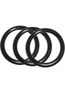 Performance VS1 Silicone Cock Rings 3 Pack Medium Black - set of three black silicone rings for enhanced stamina.