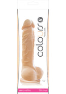 Colours Pleasures Silicone Dildo 5 inches Vanilla in packaging, showcasing its realistic design and satin texture.