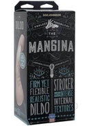 Box of The Mangina dual-function stroker and dildo with firm yet flexible design and intense internal textures.