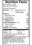 Nutrition facts label for Boobie Pops Lollipop Strawberry with serving size and ingredients.