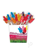 Edible Pecker Bouquet 6 Rose Pecker Pops Assorted Flavors with colorful fruit-flavored pops in a bouquet display.