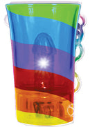 Light Up Rainbow Pecker Shot Glass with vibrant colors and playful design for parties and celebrations.