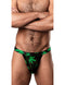 Man wearing HAZY DAYZ Micro Thong Pot Leaf S/M, lightweight breathable microfiber, sporty sexy design with bold pot leaf print.