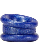 Oxballs Neo-Stretch Neo-Angle Silicone Ball Stretcher Blue close-up, showcasing the soft silicone texture and vibrant color.