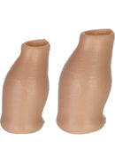 Oxballs MoreSkin Fake Foreskin Hoods Light Large Set Vanilla in light flesh color, showcasing realistic design and texture.