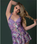 WISTERIA MIST HALTER BABYDOLL & G SET FLORAL L-1