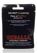 Oxballs Atomic Jock Do-Nut-2 Fatty Cock Ring Clear packaging featuring FLEXtpr material and safe usage instructions.