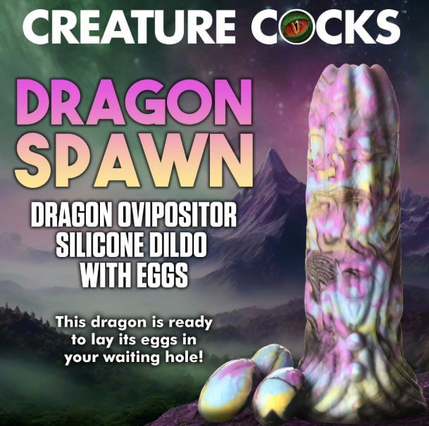 CREATURE COCKS DRAGON SPAWN OVIPOSITOR DILDO W/ EGGS-1
