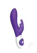 The Rabbit Company Come Hither Rabbit G-Spot Vibrator Purple with dual motors and curved design for targeted pleasure.