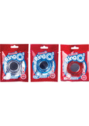 RingO 2 Cock Ring with Ball Sling Assorted Colors in packaging, featuring blue, red, and white designs.