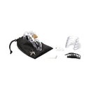 CB-X CB-6000 3.25 Inch Male Chastity Cage Clear with accessories and storage pouch.