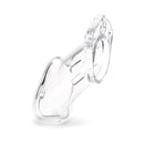 CB-X CB-6000 3.25 Inch Male Chastity Cage Clear angled view showcasing its transparent design.