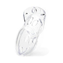CB-X CB-3000 Clear Male Chastity Cage – transparent design for extended wear and keyholder control.