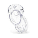 CB-X CB-3000 Clear Male Chastity Cage, made from clear medical-grade polycarbonate, designed for extended wear.