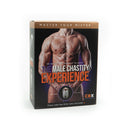 CB-X CB-3000 Clear Male Chastity Cage box featuring male model and branding visuals.