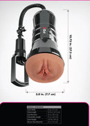 PDX Extreme Wet Pussies Super Sucker XXL Stroker Pussy with suction hose and product dimensions
