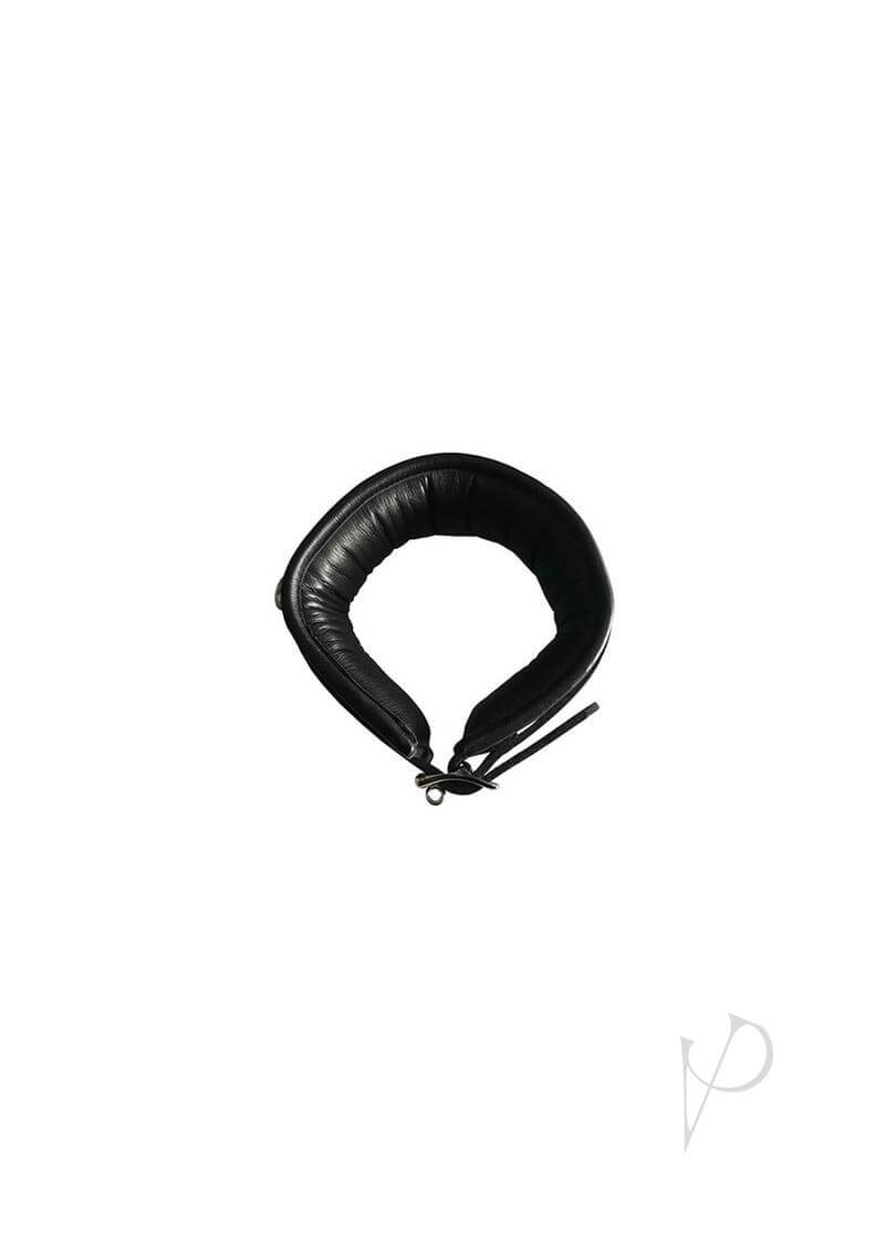 Rouge 3 D Ring Padded Leather Adjustable Collar Black on a white background.