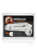 Oxballs Daddy Cock Sheath Clear packaging featuring thick stretchy penis sheath and integrated rubbery sack.