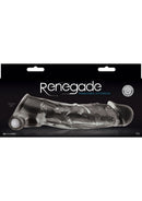 Renegade Manaconda 7.2 Inch Vibrating Penis Extender Clear packaging with a realistic design for enhanced pleasure.
