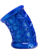 Oxballs Morph Curved Silicone Ball Stretcher Blue - curved silicone design for comfortable scrotum stretching.