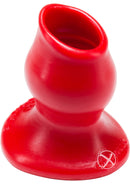 Oxballs Pig-Hole-1 Silicone Hollow Butt Plug Small Red, features a hollow design and a unique shape for enhanced pleasure.