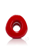 Oxballs Pig-Hole-1 Silicone Hollow Butt Plug Small Red shown from the front, highlighting its hollow core and smooth design.