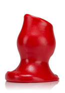 Oxballs Pig-Hole-3 Large Silicone Hollow Butt Plug Red, showcasing its ergonomic design and bright red color.