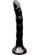 Wet Dreams Skinny Me 7 Inch Strap-On Black with a slim ribbed design and adjustable harness for comfortable use.
