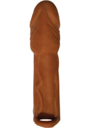 Skinsations Husky Lover 6.5 Inch Extension Sleeve Caramel realistic veined shaft for added girth and lifelike feel.