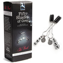 Fifty Shades Of Grey The Pinch Adjustable Nipple Clamps in elegant packaging with clamps visible beside the box.