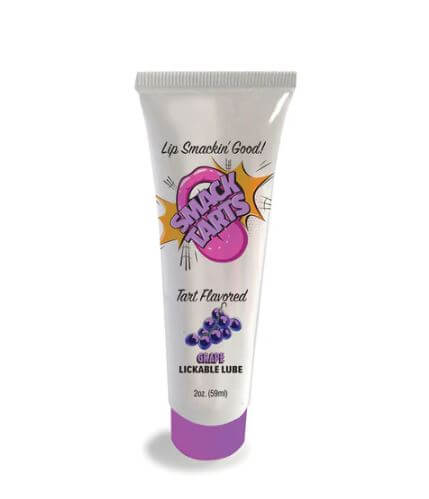 Smack Tarts Lickable Lube 2 Oz Sour Grape in a tube, featuring vibrant graphics and a tart flavored label.