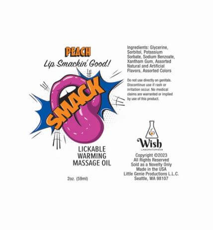 Smack Tarts Lickable Lube 2 Oz Sour Grape label featuring vibrant graphics and flavor details.