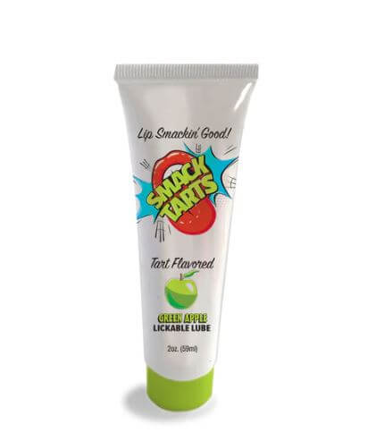 Smack Tarts Lickable Lube Sour Green Apple 2 Oz tube with vibrant design and green apple flavor.