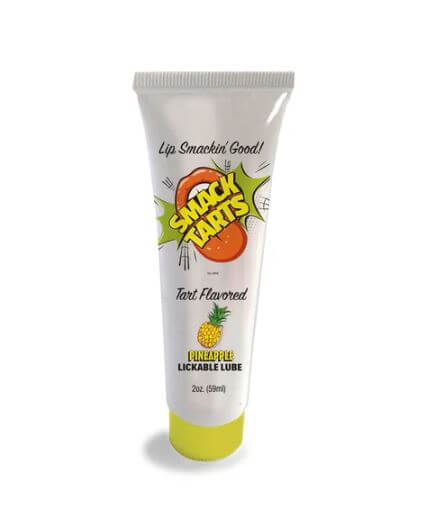 Smack Tarts Lickable Lube 2 Oz Sour Pineapple tube with tropical design and tart flavor text.