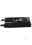 Rouge Leather Ankle Cuffs with Faux Fur Lining Black, handcrafted leather cuffs with faux fur lining, buckle straps, nickel plated hook.