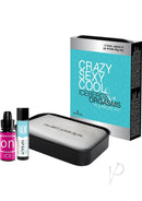 Crazy Sexy Cool Icebergs and Orgasms Pleasure Kit featuring ON Ice arousal oil and Nip Zip balm in a gift tin.
