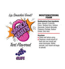 Smack Tarts Mouthwatering Foam Sour Grape 2.7 Oz ingredient details with grape flavor and usage instructions.