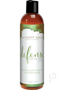 Intimate Earth Defense Protection Glide Water Based Lube bottle featuring sea kelp, tea tree oil, and guava bark.