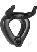 Oxballs Bull Silicone Cock Ring Black features a unique bull horn design for enhanced performance and comfort.