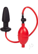 Expandable Butt Plug Black and Red with inflatable hand bulb for customized size and sensations.