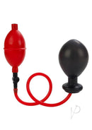 Expandable Butt Plug Black and Red with oversized hand bulb for customizable fit.