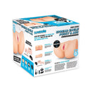 Luv Dollz Remote Spread Eagle Pussy and Ass Masturbator product packaging showcasing realistic features and remote control functionality.