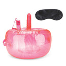 Lux Fetish Inflatable Sex Chair With Vibrating Dildo Pink with remote control and blindfold accessory included.