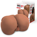 Stroke-x Bubble Butt Realistic Ass Stroker Brown displayed with packaging, showcasing lifelike design and soft feel.