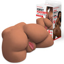 Stroke-x Perfect Peach Booty Masturbator Brown showcasing realistic design and packaging, ideal for pleasurable solo sessions.