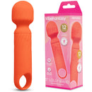 Vibefantasy 5 Inch Lolly Rechargeable Mini Wand Orange next to its packaging, showcasing its playful design and compact size.