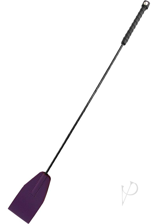Rouge Riding Crop for BDSM Play Purple, a premium bondage accessory with a leather tip and grip, designed for intimate sessions.